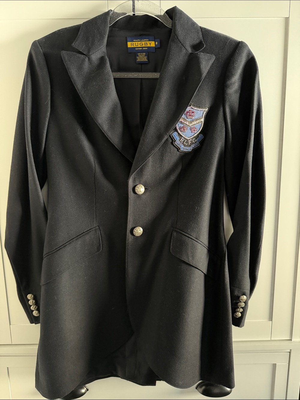 Rugby Ralph Lauren Black Blazer with Crest Patch